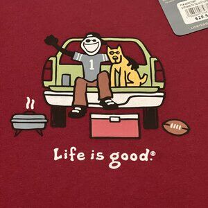 NWT Life is Good Men’s Tailgate Football Tee – Red